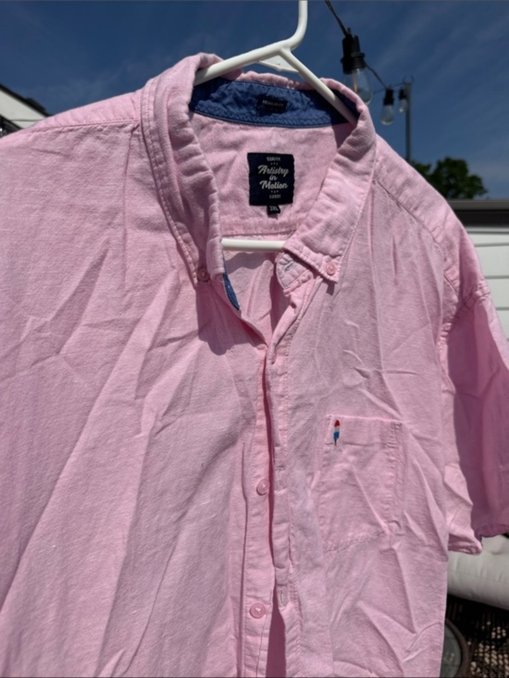 Casual Pink Button Down Shirt for Men